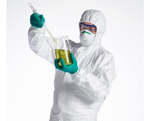 Falis Overol completo para laboratorios químicos con guantes